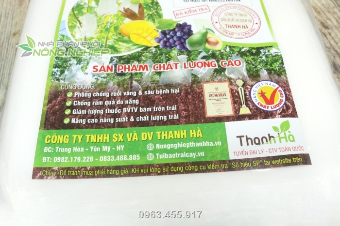 Công ty phân phối túi bao trái Thanh Hà chính hãng có đầy đủ tem mác